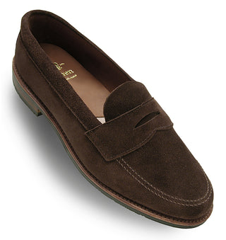 6224L Unlined Penny Loafer (Dark Brown Suede with Rubber Sole)